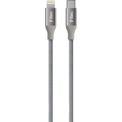 Ttec Кабел ttec - AlumiCable, USB-C/Lightning, 1.5 m, Space Grey (8694470827735)