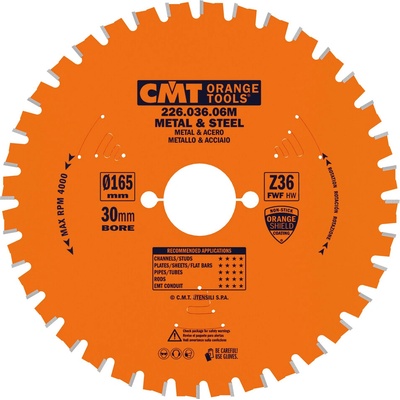 CMT Industrial Pílový kotúč na železo - D165x1,6 d30 Z36 HM