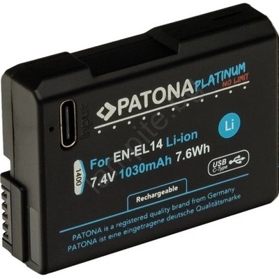 PATONA - Батерия Nikon EN-EL14/EN-EL14A 1030mAh Li-Ion Platinum USB-C зареждане (IM1288)