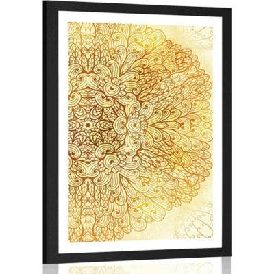Plakát s paspartou zlatá etnická Mandala - 40x60 silver