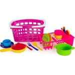 Bamsic ДЕТСКА ГОЛЯМА КОШНИЦА СЪС СУШИЛНИК И КУХНЕНСКИ КОМПЛЕКТ 4 ЦВЯТА - armtoys