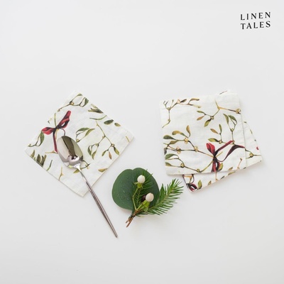 Linen Tales Бели подложки с коледен мотив в комплект от 4 броя - Linen Tales (LT-CS-10x10-MIS)