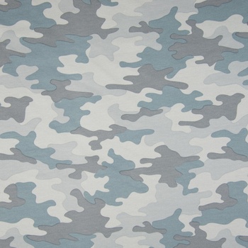 Teplákovina nepočesaná šedomodrý army vzor, š.155