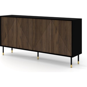 BIM Furniture Комод Woody IV 4D 180, черен мат/дъб Катания (WOODCABCATANIAOAK)