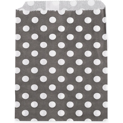 Papírový sáček chevron, puntík 13x17 cm - bílo-černá puntíky (100 ks)