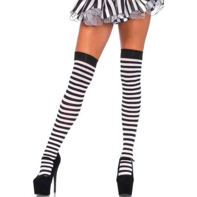 Leg avenue - leg avenue hosiery Чорапи leg avenue - black/white striped high socks