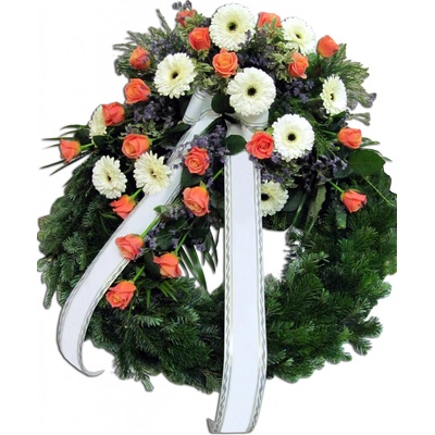 Oranžový veniec z ruží a gerbier, stredná