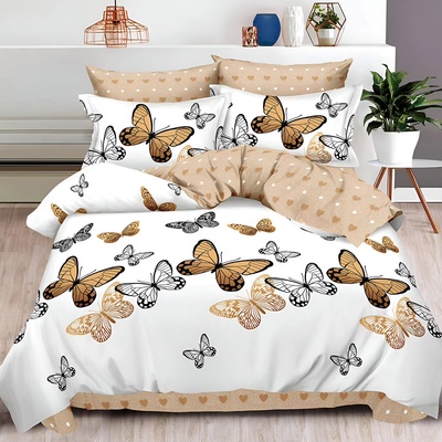 EmonaMall Двулицево спално бельо с ластик EmonaMall, 6 части - Модел S18535 (S18535-66666e)