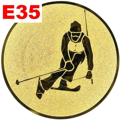 Emblém E35 LYŽE SJEZD umístění na sportovní pohár nebo medaili 25 mm – Zboží Mobilmania