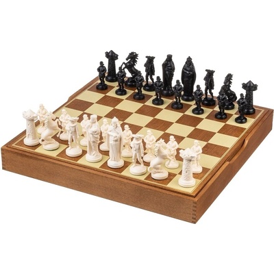 Šach stredovek čierno / biele stredná