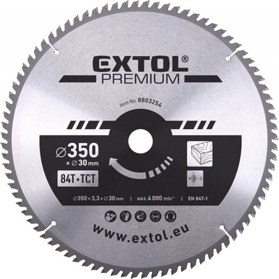 EXTOL PREMIUM Kotouč pilový s sk plátky, o 350x3,3x30mm, 84t 8803254