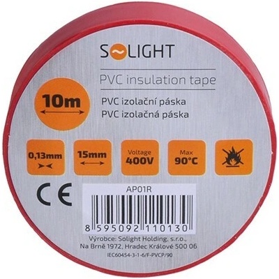 Solight Elektrikářská páska PVC izolační 15 mm x 10 m červená