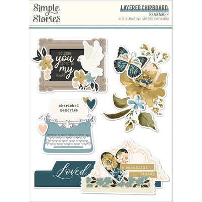 Chipboardové vrstvené samolepky Simple Stories - Remember