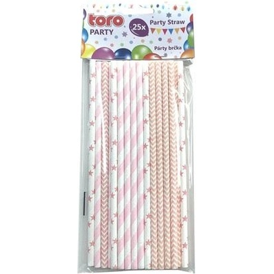 TORO Papierové slamky 20cm svetlo ružová 25 ks