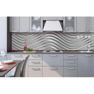 DIMEX ART Фототапет за кухня - сребърно вълни 260 x 60 см