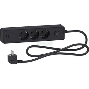 Schneider Electric 3 Plug + 2 USB 1.5 m Switch ( ST943U1B)