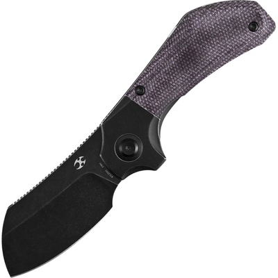 Kansept Pluto Blackwash S90V with Blackwash Titanium, Purple Micarta handle K3129A2