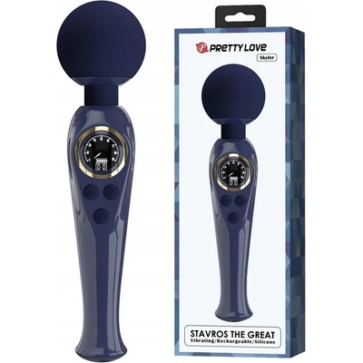 Вибриращ масажор, LCD дисплей - Skyler Wand Blue (D-237398)