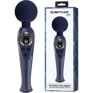  Вибриращ масажор, LCD дисплей - Skyler Wand Blue (D-237398)