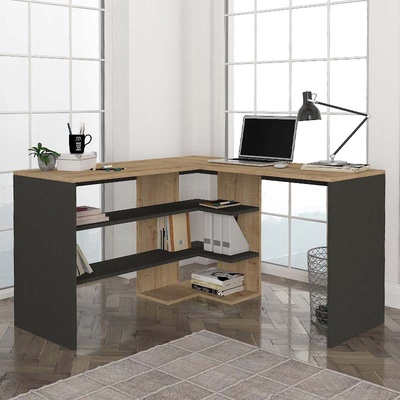 TopMebel Меламиново бюро Stylo в сапфирен - антрацитен цвят 120x120x73, 8см