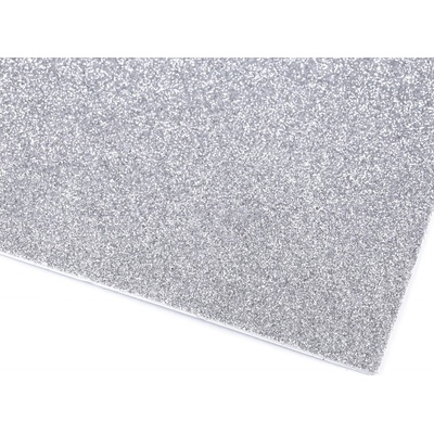 Samolepicí pěnová guma Moosgummi s glitry 20x30 cm - 2 ks Barva: stříbrná – Zboží Dáma