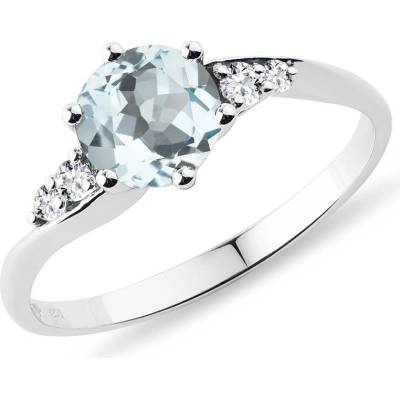 Klenota prsten s akvamarínem a diamanty v bílém zlatě k0524012