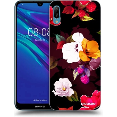 Púzdro Picasee silikónové Huawei Y6 2019 - Flowers and Berries čierne