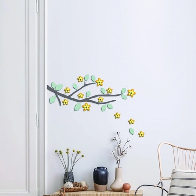 Crearreda 54514 Samolepicí dekorace FM M Yellow BranchVětev se žlutými kvítky 1 arch 31x31 cm