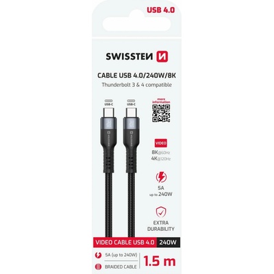 Swissten 72501204 USB 4.0 USB-C 240W 1,5m černý