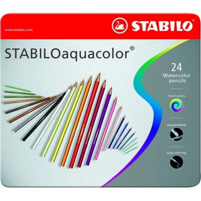 Pastelky STABILO aquacolor, sada 24 ks v kovovém pouzdru