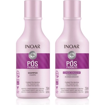 INOAR Pos Progress комплект За коса след кератиново изправяне и нанопластика 2x250ml
