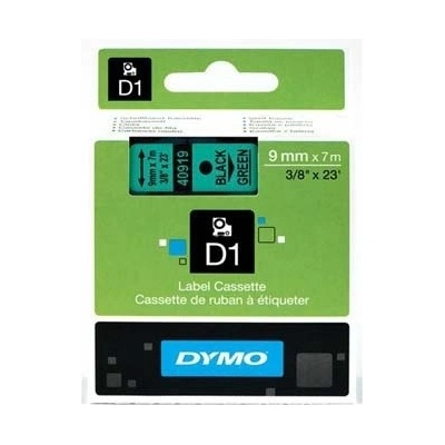 Páska do tlačiarne štítkov DYMO, 40919, S0720740, 9mm, 7m, čierna tlač/zelený podklad, D1 40919