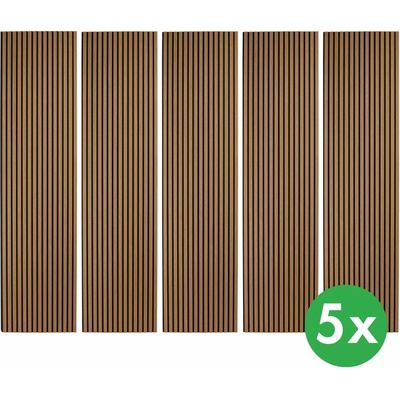 B2B Partner Dřevěný akustický panel, 2400 x 600 mm, B2BP012, balení 5 ks, dub koňakový