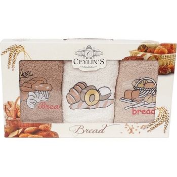 Image 1 of Кухненски хавлиени кърпи с бродерия хляб - 3 броя