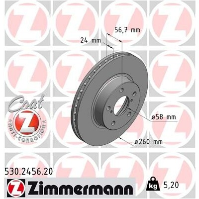Brzdový kotúč ZIMMERMANN 530.2456.20 (530245620)
