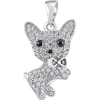 SILVEGO Strieborný prívesok pes Ben s čírymi Brilliance Zirconia MW13765P