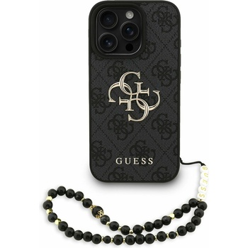 GUESS PU 4G метален лого каишка заден калъф за iPhone 16 Pro Max черен Guess | Cheren | ЖЕНИ | UNI