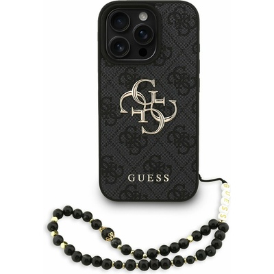 GUESS PU 4G метален лого каишка заден калъф за iPhone 16 Pro Max черен Guess | Cheren | ЖЕНИ | UNI