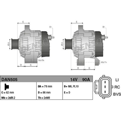 Alternátor DENSO (DE DAN505)