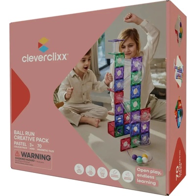 Cleverclixx Guľôčková dráha Creative Pastel 70 ks