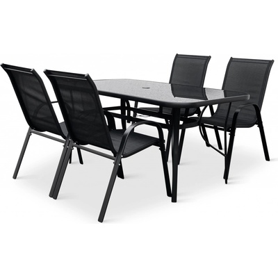 Noela Zahradní jídelní set Klaudie černý + 4x kovová židle Ramada – Zboží Mobilmania
