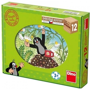 Dino Дървени лиц. кубчета Къртко и приятели - 12 кубчета (641334)