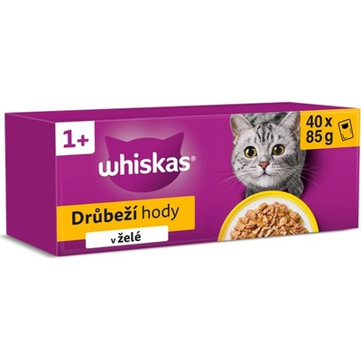 WHISKAS kapsička hydinový výber kura / morka / hydina / kačka v želé 40 x 85 g