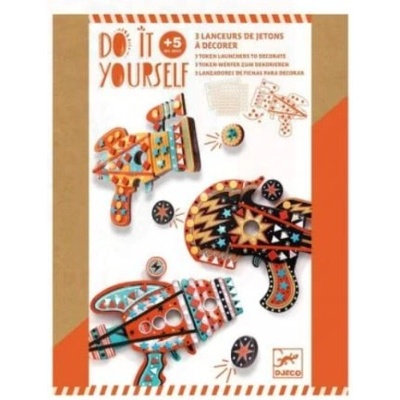 DJECO - Творчески комплект - Направи си сам 3 броя оръдия с ластик и жетони (DJ07913)