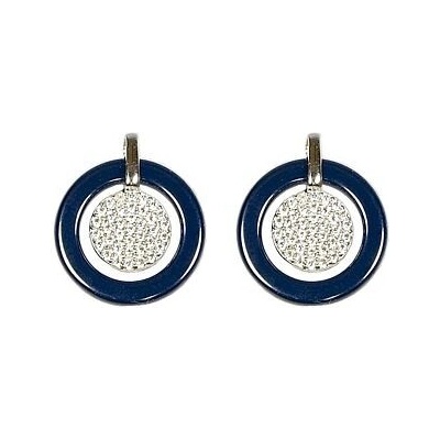 INFINITYSILVER Stříbrné náušnice se zirkony s keramickou obrubou EC0012