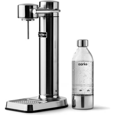 AARKE Carbonator 3, stainless steel sparkling water maker in a modern stainless steel finish with BPA-free 1L PET bottle, sparkling water maker for tap water, compatible with 60L CO2 cylinders - AAC3-Stainless