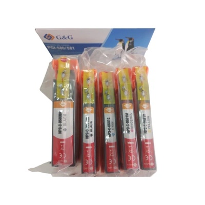 Compatible КОМПЛЕКТ 5 ГЛАВИ ЗА canon pixma tr7550/tr8550/ts6150/ts6151/ts8150/ts8151/ts8152/ts9150/ts9155 - pgi-580bk/cli-581bk/cli-581c/cli-581m/cli-581y - c/my/b - pn np-3c-0580bk/581bk/c/m/y - 5 pcs pack - g&g (np-3c-0580bk)