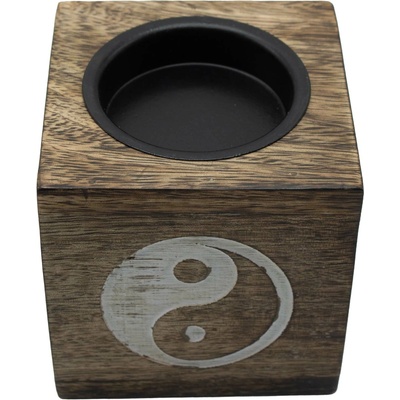 AWM Štvorcová Aroma Lampa z Mangového Dreva Yin Yang 1 ks