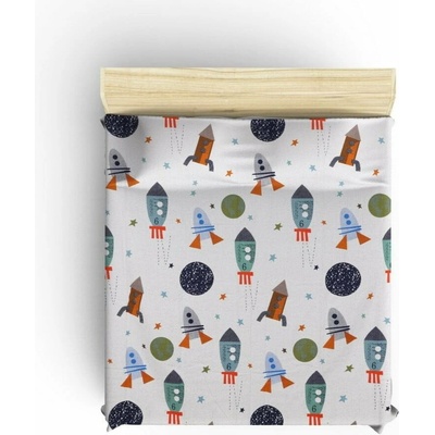 Biely bavlnený detský pléd Spacex Mijolnir 140x200