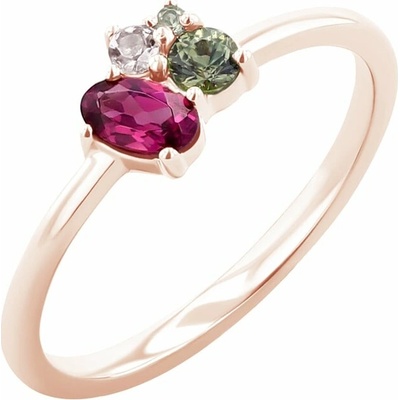 Eppi Cluster prsten s rhodolit granátem safírem morganitem a olivínem Bluma R45829